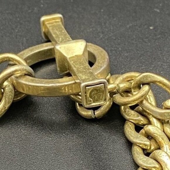 Chicos Gold Tone Chain Bracelet Toggle Clasp Cats Eye Glass Crystal Floral Fall - Picture 4 of 10